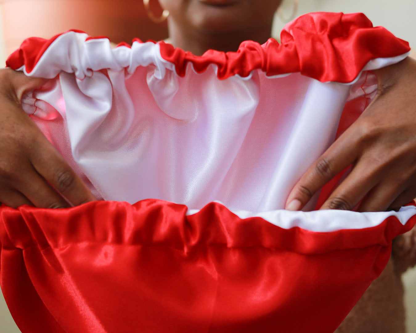 Red + White Reversible Bonnet