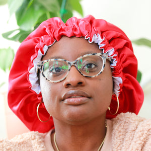 Red + White Reversible Bonnet